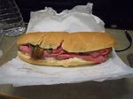A roast beef submarine sandwich